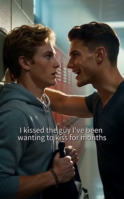 Frame ep04-f01 from episode 4 — Caleb says it by the lockers (ep4; subtitles as aired — I kissed the guy I've been wanting to kiss for months. I'm trying to build something real with you.)