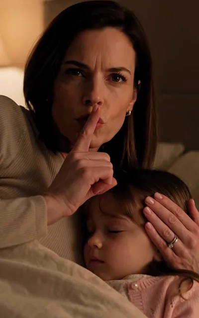 Frame ep04-f00 from episode 4 — Lorna shushes the house at night (ep4; subtitles as aired — Your medicine is outside. Don't wake your sister. She has dance class tomorrow morning.)