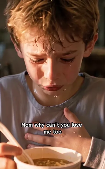 Frame ep06-f03 from episode 6 — Ronan alone at the kitchen table (ep6; subtitles as aired — Mom, why can't you love me too?)