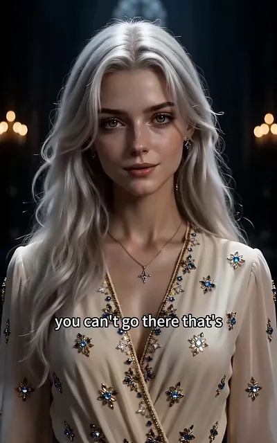 Frame ep01-f03 from episode 1 — Cecilia in the candlelit hall (ep1; subtitles as aired — Only my pure blood can soothe his madness.)