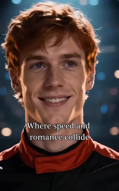 Frame ep01-f01 from episode 1 — Elio as the ginger star on the grid (ep1; subtitles as aired — Watch your back, champion. Try to stay on the track.)