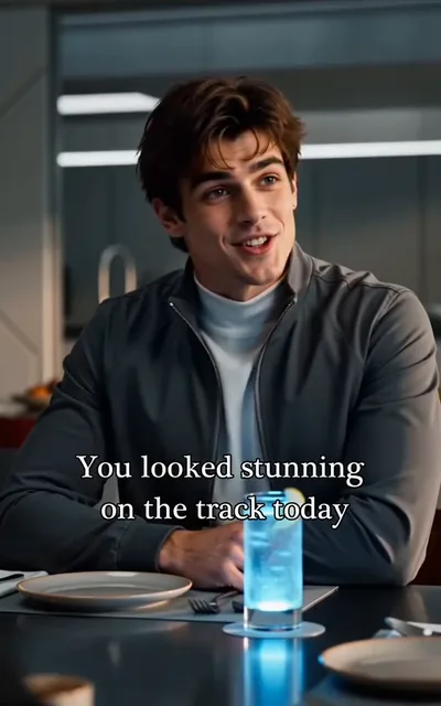 Frame ep03-f00 from episode 3 — Kane at the villa dinner table (ep3; subtitles as aired — You looked stunning on the track today.)