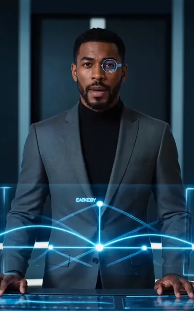 Frame ep05-f00 from episode 5 — Marcus at the launch console (ep5; subtitles as aired — The compatibility algorithm has paired you for stage 2. Result is final.)