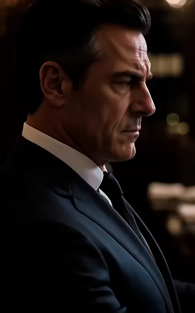 Frame ep04-f02 from episode 4 — The father at the dinner table (ep4; subtitles as aired — You'll only make a fool of yourself if you go there with your level.)