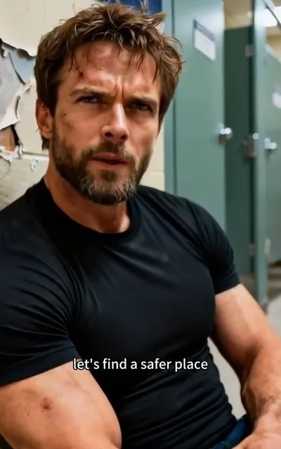 Frame ep04-f00 from episode 4 — The bearded father in the hallway (ep4; subtitles as aired — Let's find a safer place.)