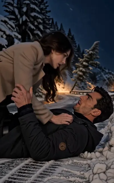Frame ep01-f01 from episode 1 — Mason pulls Avery out of the snowbank (ep1; subtitles as aired — Look at me. Drop the phone.)