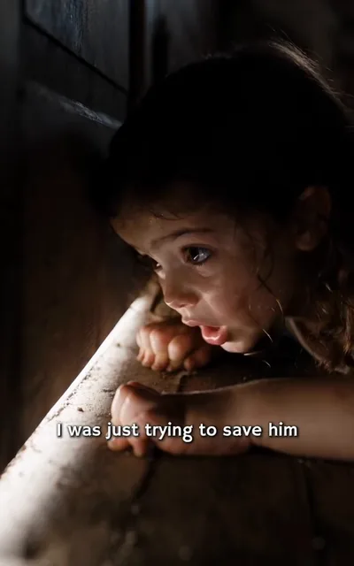 Frame ep02-f00 from episode 2 — Mila trapped, clinging to the ledge (ep2; subtitles as aired — I was just trying to save him.)