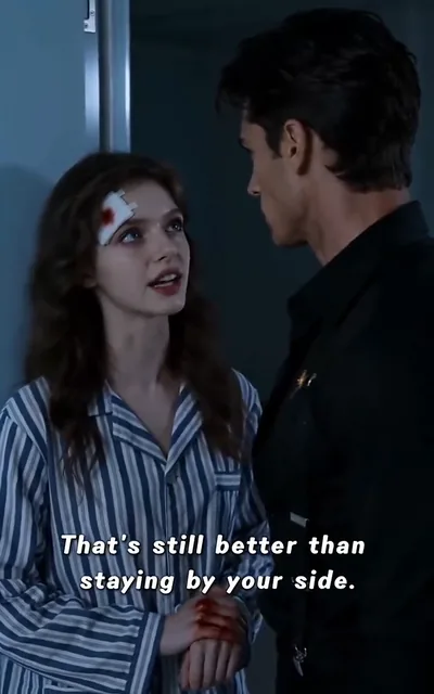 Frame ep01-f01 from episode 1 — William and Theodosia face off in the hallway (ep1; subtitles as aired — Without me, you're nothing. That's still better than staying by your side.)