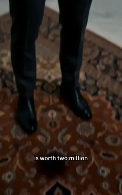 Frame ep07-f01 from episode 7 — The punishment (ep7; subtitles as aired — Hundreds of square meters of carpet, washed by hand alone. You are a complete lunatic.)