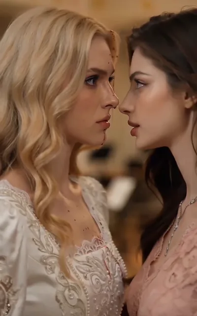 Frame ep01-f03 from episode 1 — Rosanne and Ava face off at the party (ep1; subtitles as aired — Oh, sis, how clumsy of you. Go change.)