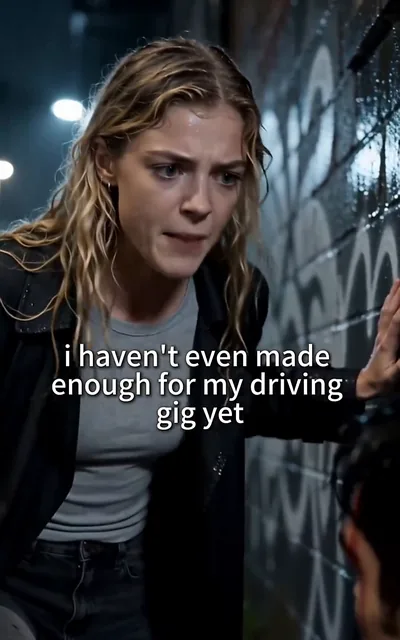 Frame ep01-f00 from episode 1 — Emma finds the stranger in the rain (ep1; subtitles as aired — You owe me, big guy. Get up. You're washing dishes.)