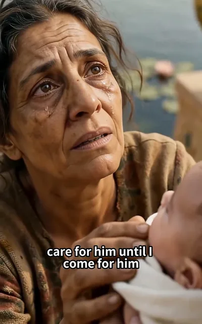 Frame ep04-f00 from episode 4 — The mother holding the baby one last time (ep4; subtitles as aired — They may give you golden clothes, but they cannot give you your true name.)
