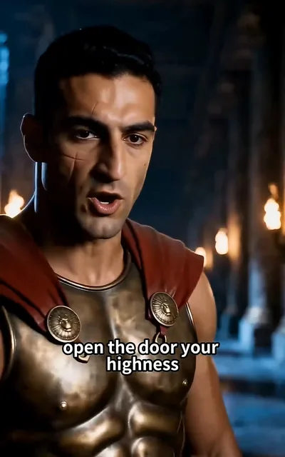 Frame ep07-f03 from episode 7 — The armored prince at the palace door (ep7; subtitles as aired — Moses, stop. Leave them.)