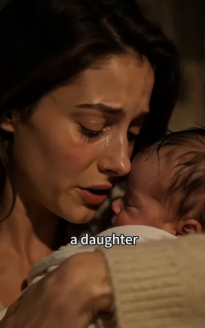 Frame ep01-f01 from episode 1 — Serena with the newborn and the heart necklace (ep1; subtitles as aired — Your father had this heart necklace made for us. One half says come, one half says home.)