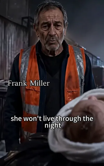 Frame ep02-f00 from episode 2 — Frank finds the baby in the dumpster (ep2; subtitles as aired — If I leave her here, she won't live through the night. Easy little one, you're a life.)