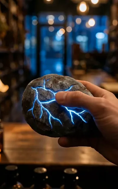 Frame ep07-f02 from episode 7 — Dante holding the stone (ep7; subtitles as aired — I hadn't said yes yet. That's what I told myself. I was already lying.)