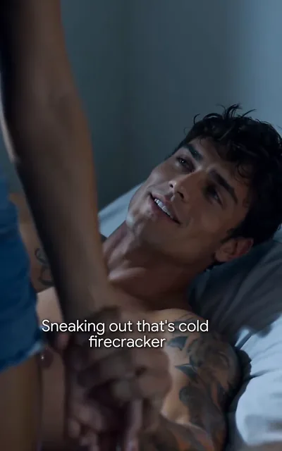 Frame ep03-f00 from episode 3 — Blackwood lying back, smiling (ep3; subtitles as aired — Sneaking out. That's cold. Firecracker let go.)