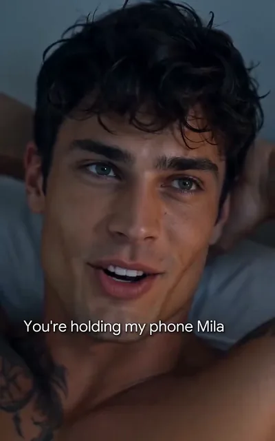 Frame ep03-f01 from episode 3 — Close-up, holding her gaze (ep3; subtitles as aired — You're holding my phone, Mila.)