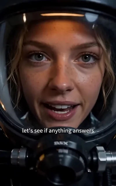 Frame ep01-f00 from episode 1 — The Diver in the diving helmet, testing the dark (ep1; subtitles as aired — Let's see if anything answers.)