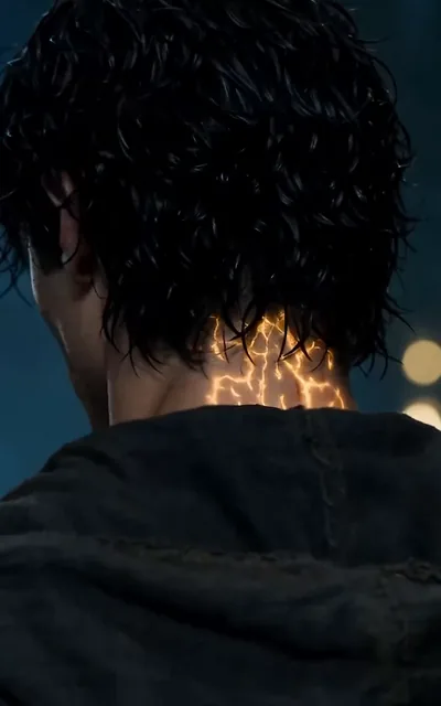 Frame ep03-f01 from episode 3 — His neck glowing under the skin (ep3; subtitles as aired — There are more dangerous things down here.)