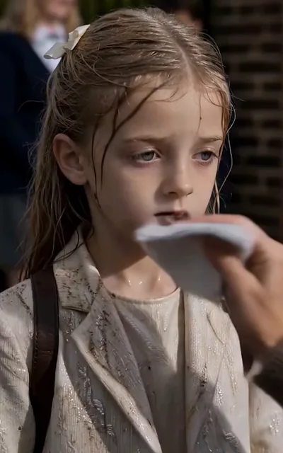 Frame ep08-f00 from episode 8 — Lily soaking wet (ep8; subtitles as aired — Lily, you're soaking wet.)