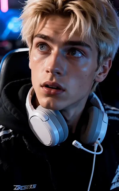 Frame ep01-f00 from episode 1 — Noah with white headphones in the neon room (ep1; subtitles as aired — My name's not Leo.)