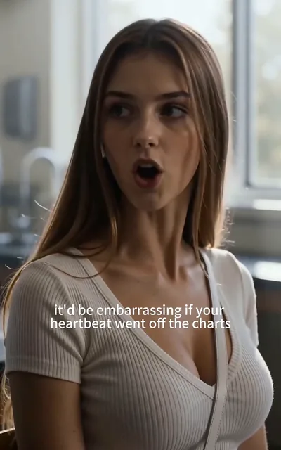 Frame ep02-f01 from episode 2 — Chloe in the lab (ep2; subtitles as aired — It'd be embarrassing if your heartbeat went off the charts.)