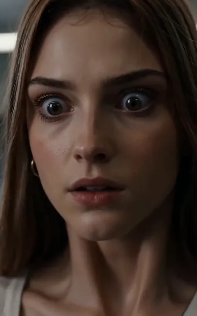 Frame ep02-f03 from episode 2 — Chloe wide-eyed close-up (ep2; subtitles as aired — Stay away from me.)