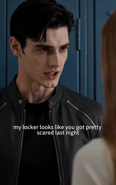 Frame ep03-f03 from episode 3 — Liam by the lockers (ep3; subtitles as aired — My locker looks like you got pretty scared last night.)