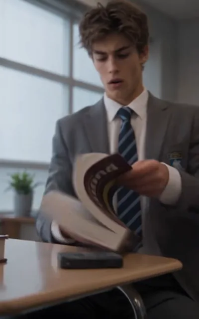 Frame ep06-f00 from episode 6 — Jace at the desk (ep6; subtitles as aired — She made it for you. Don't waste food.)