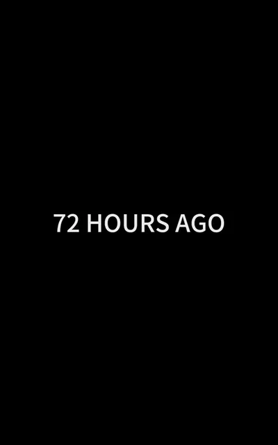 Frame ep01-f00 from episode 1 — The flashback title over the dark opening (ep1; subtitles as aired — 72 hours ago.)