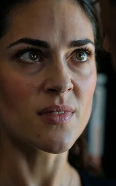 Frame ep04-f01 from episode 4 — Sienna's face in the office (ep4; subtitles as aired — I expect excellence, no exceptions.)