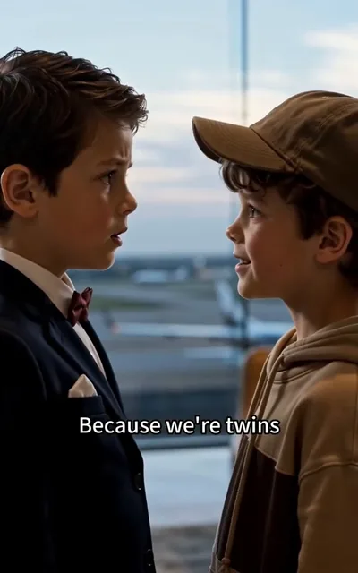Frame ep02-f00 from episode 2 — Two boys face to face (ep2; subtitles as aired — Because we're twins.)