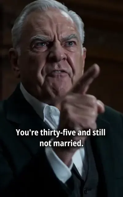 Frame ep01-f01 from episode 1 — The family patriarch lays down the law (ep1; subtitles as aired — You're 35 and still not married. This family doesn't even have a proper heir.)