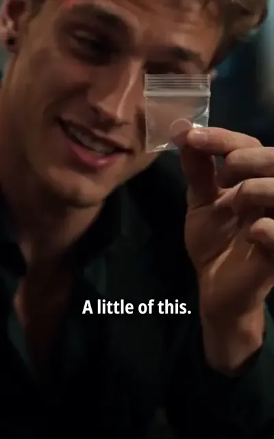 Frame ep01-f03 from episode 1 — Caleb's brag about the baggie (ep1; subtitles as aired — A little of this and she'll be all over me.)