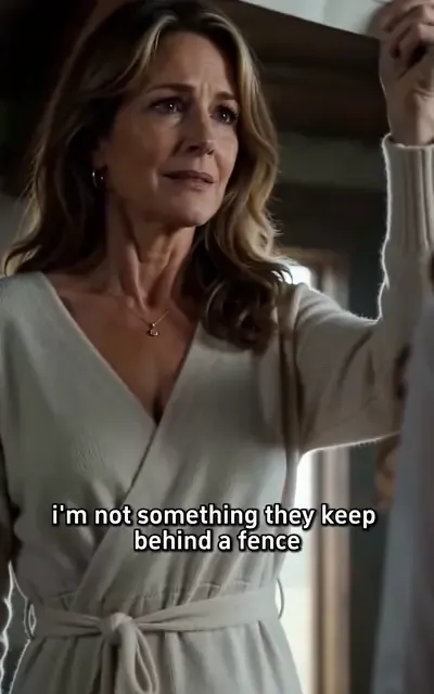 Frame ep01-f04 from episode 1 — Wren refuses the fence (ep1; subtitles as aired — I'm not something they keep behind a fence)