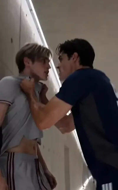 Frame ep01-f03 from episode 1 — Julian corners him in the tunnel (ep1; subtitles as aired — Let me show you what an animal really looks like)