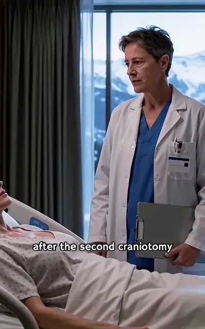 Frame ep05-f00 from episode 5 — The medical update (ep5; subtitles as aired — After the second craniotomy, ninety-eight percent of the tumor was removed.)