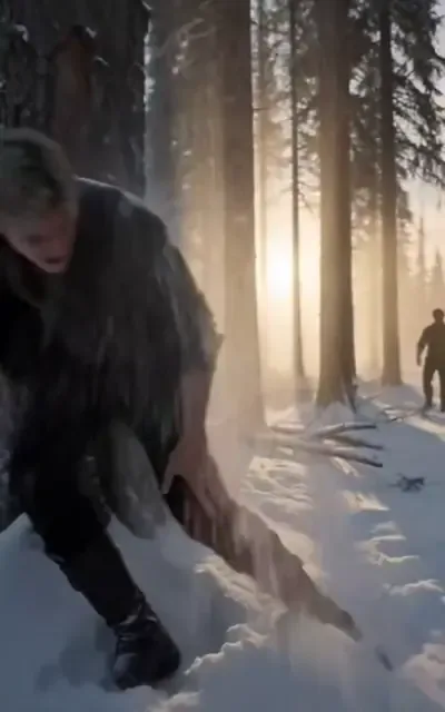 Frame ep04-f00 from episode 4 — Cale pulls her from the snow (ep4; subtitles as aired — I did not ask to be rescued)