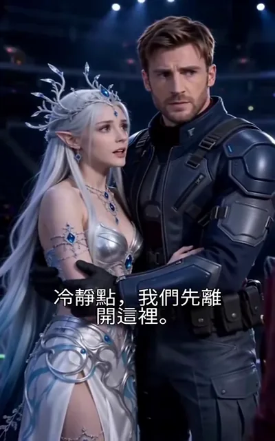 Frame ep02-f03 from episode 2 — The bodyguard protects the princess amid danger (ep2; subtitles as aired — Calm down. Let's leave here first.)