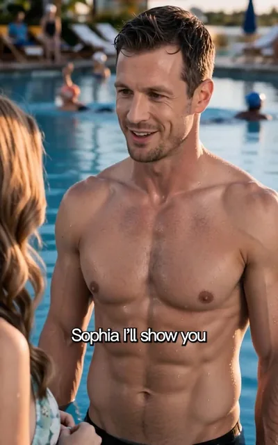 Frame ep02-f03 from episode 2 — Michael in the pool (ep2; subtitles as aired — Sophia, I'll show you)
