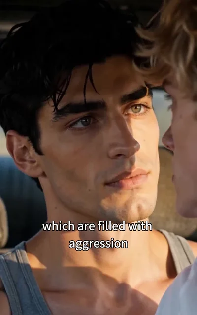 Frame ep02-f00 from episode 2 — Ryder's eyes in the truck (ep2; subtitles as aired — Filled with aggression)