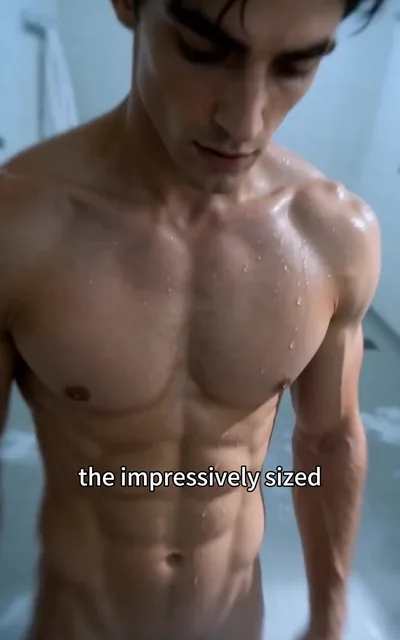Frame ep02-f04 from episode 2 — Ryder's torso in the shower (ep2; subtitles as aired — The impressively sized)