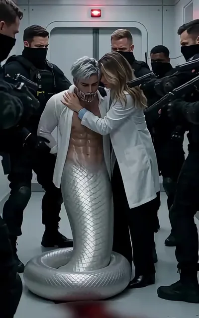 Frame ep02-f04 from episode 2 — Celia holds Cyrus as guns are trained (ep2; subtitles as aired — Go with them for now)