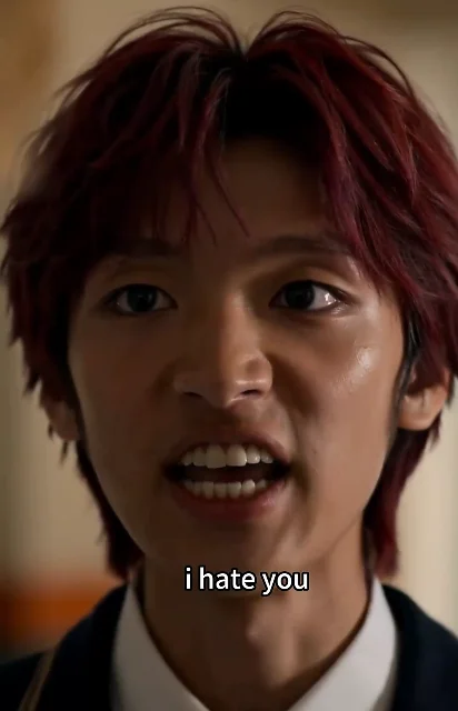 Episode 5 frame: 'i hate you' — the climax declaration that means the exact opposite