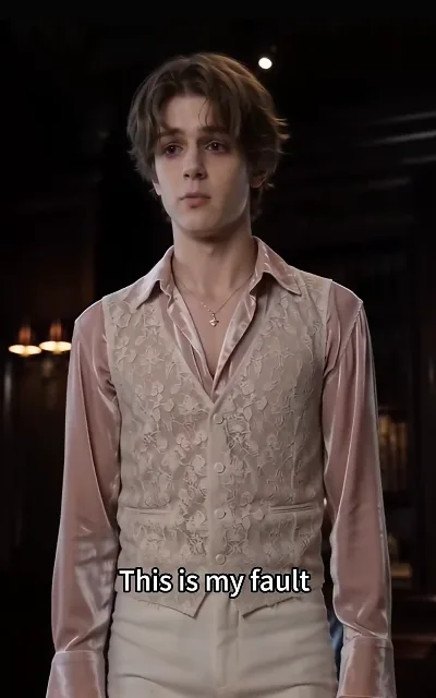"This is my fault" — Eli in vintage-cut poise, the self-blame line delivered quiet and level, and the source of his avatar (ep4, subtitles as aired)