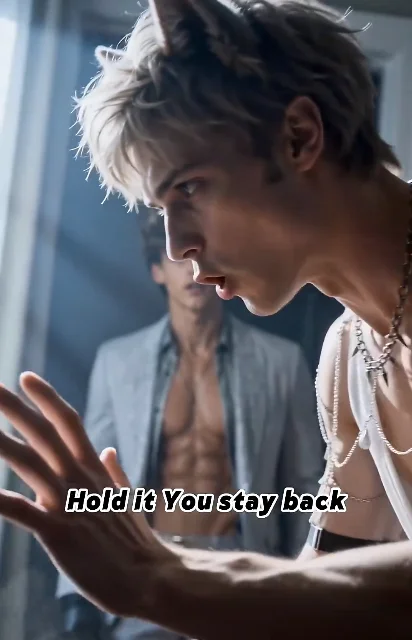 Episode 4 frame: Wren in white vest and chain, a wary side glance — the Omega caught between two powers