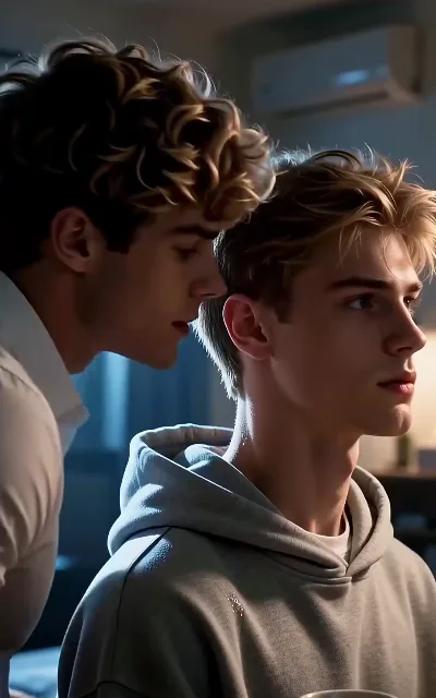 The quiet two-shot — warm and cool light split between them, the calm between the gags (ep3)