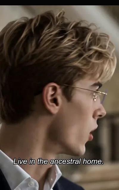 "Live in the ancestral home" — Rhys in profile, gold wire-rimmed glasses and tailoring, laying down the terms of a coexistence he never agreed to (ep2, subtitles as aired)