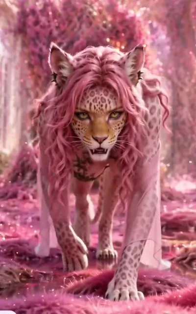 The Leopard Queen in her full pink leopard form